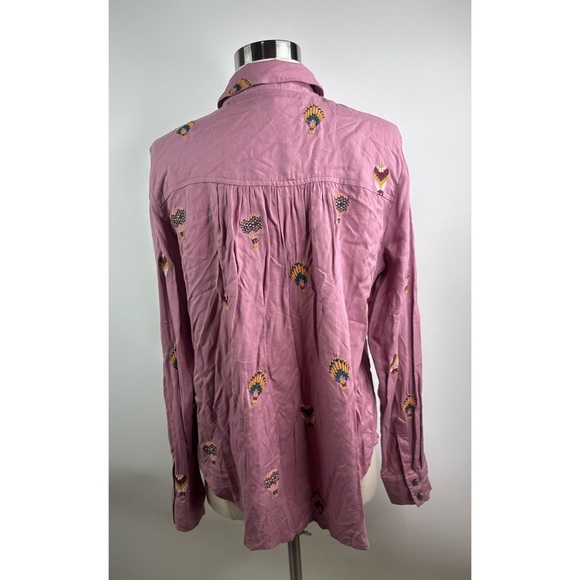 Anthropologie Hot Air Balloon Embroidered Long Sleeve Button Down Shirt - Picture 3 of 14